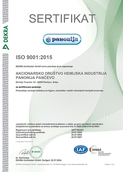 Panonija AD ISO 9001